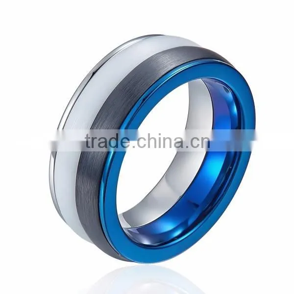 Anniversary, Christmas Gift, New Design Tungsten And Ceramic Combined Ring