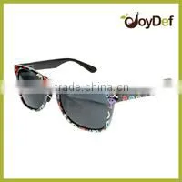Cool retro black frame Unisex mirrored sunglasses for man and woman custom printed Logo