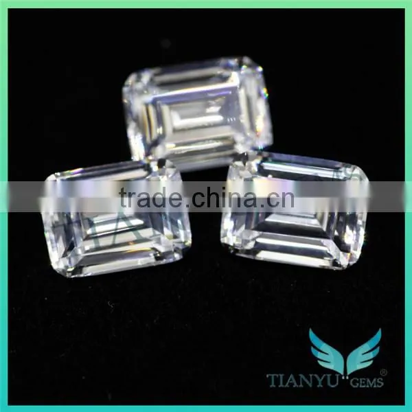 Free Sample Wholesale Synthetic Zircon Gemstone Emerald Cut White Cubic Zirconia Jewelry
