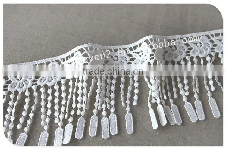 Beautiful design 9cm width polyetser crochet tassel fringe for dresses wholesale