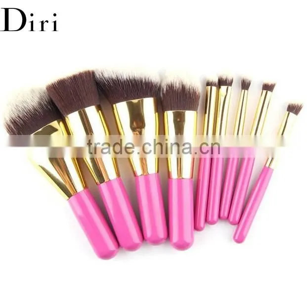 Beauty care 9pcs pink handle cosmetic brush set with pink case