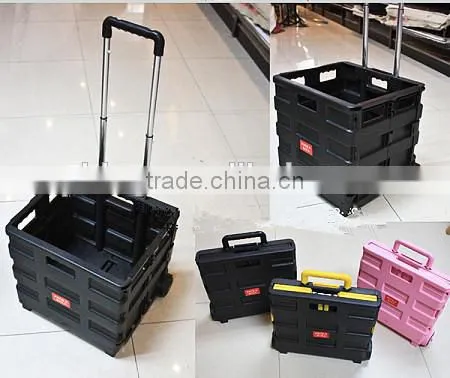light weight plastic collapsible rolling hand pull cart DW-FP-S