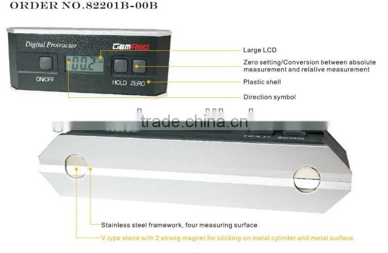 360 degree measuring digital protractor with V groove
