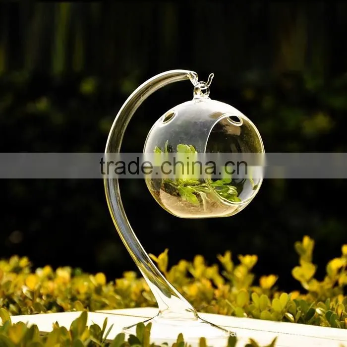 hanging glass ball candle holder with glass holder