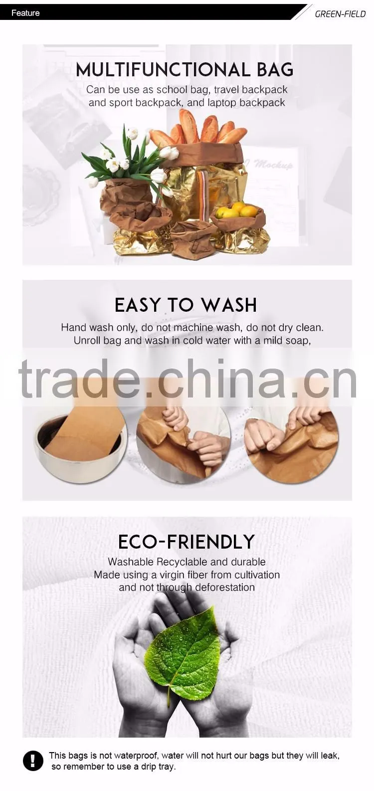 eco-friendly lunch box washable kraft paper food storage organizer 2017