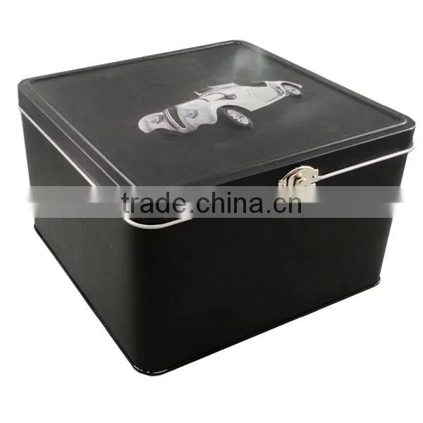 hot biscuit square chocolate tin box with lock