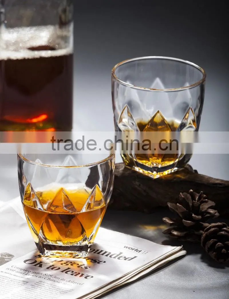 380ml clear glass cup with machine made lotus pattern for drinking