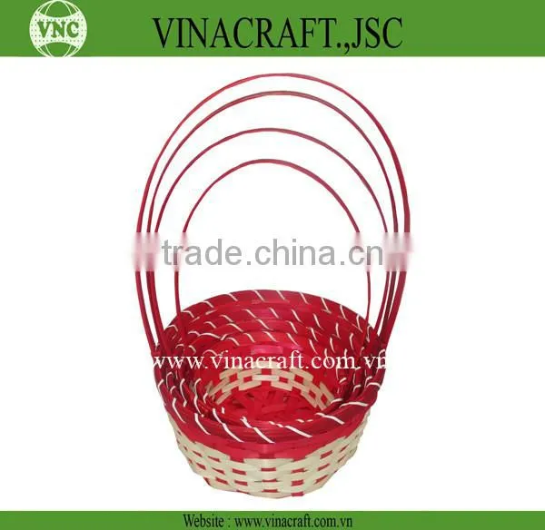 Bamboo flower basket with handle
