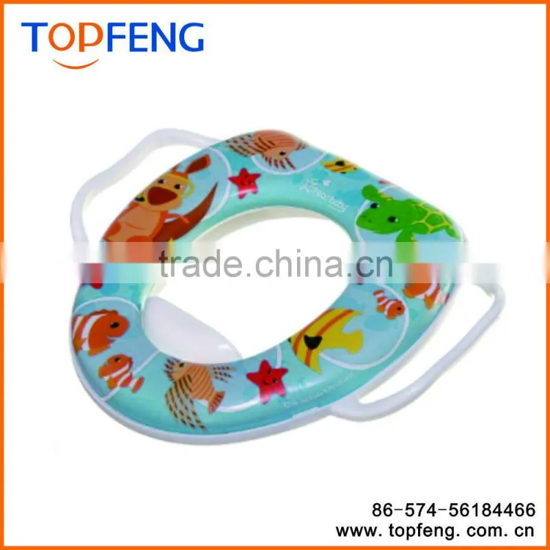 Easy clean soft potty seat with handle/ Children toilet seat