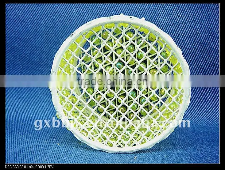 Green pearl round wire stackable storage bin with lid
