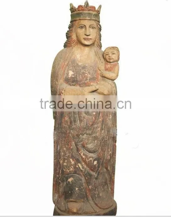 Handcarved wood antique religious statues