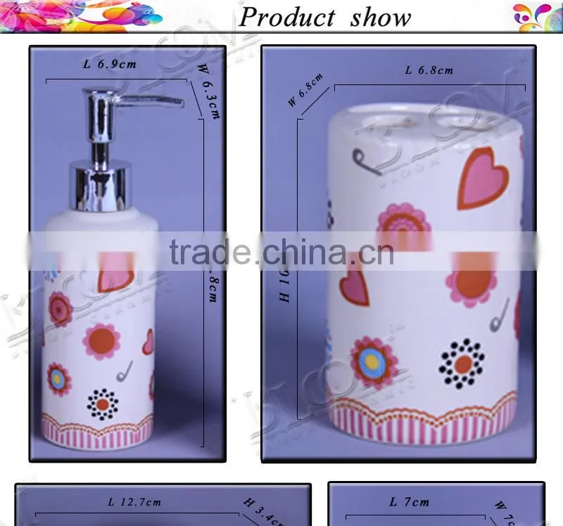Wedding decor fashion decal design ceramic bathroom accessory set