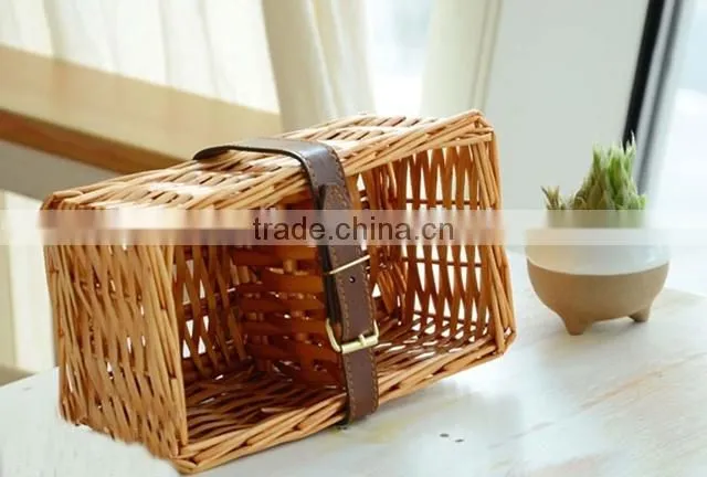 Cheap vintage rustic outdoor camping basket wicker picnic basket set