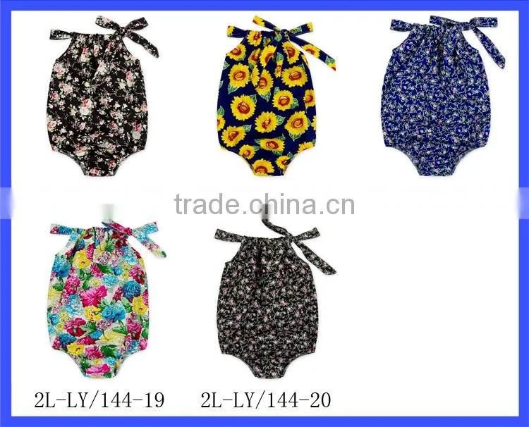 Wholesale girl clothing smock bubble baby girl romper florals inftant toddler clothes baby cotton romper