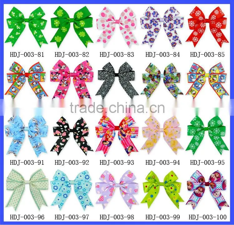 Blue Heart Pattern Grooming Bows Baby Kids Hair Ribbon Boutique Wholesale Style Hair Bows