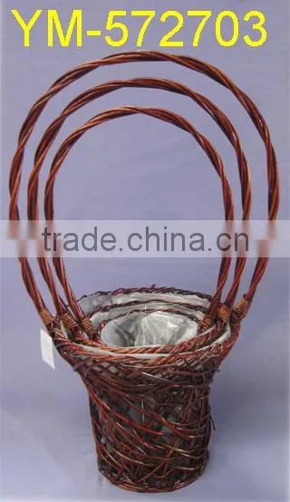 New Design Handmade Willow Flower Basket With Handle ,Good quality