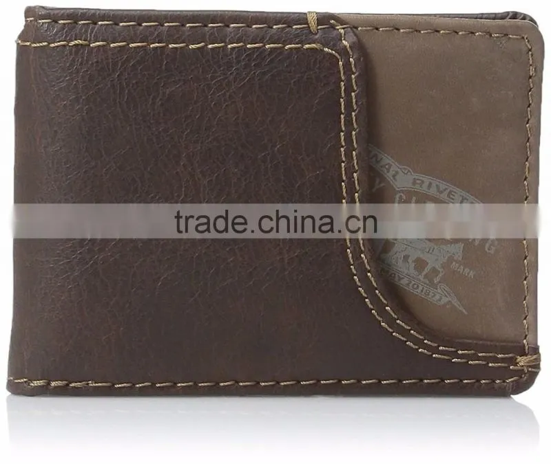 leather credit card holder money clip with id window