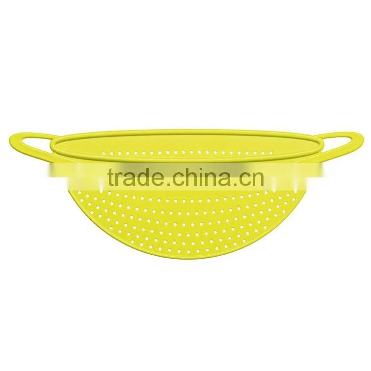 Kitchen Utensils Silicone Colorful Flat Strainer With Antiskid Handle Pot Cover Pan Lid