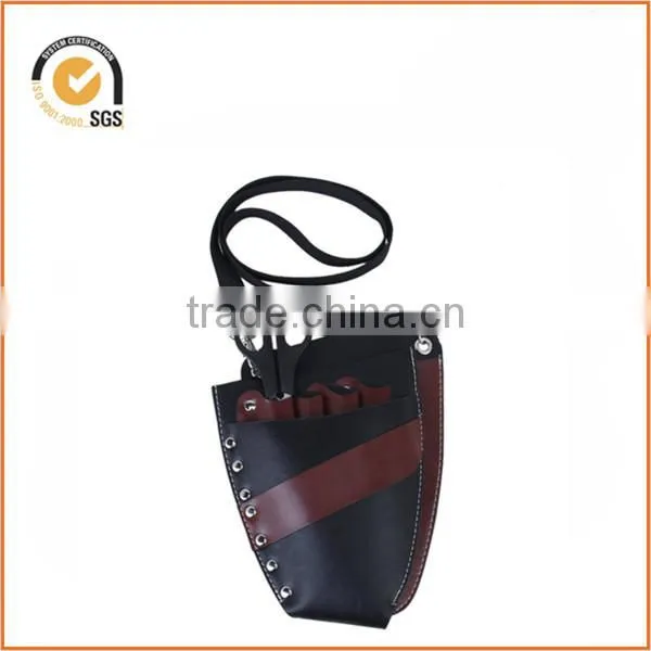 Black Artificial Leather Rivet Scissors Clips Organize Bag Hairdressing Holster Pouch Mobile Holder Case