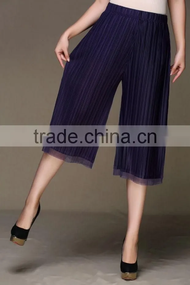 Pleat sleeveless solid women summer pant suits