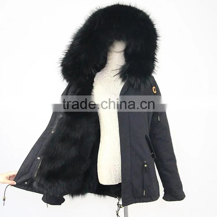 CX-G-P-01C Ladies Latest High Quality Fox Fur Real Fur Parka Coat for Sale