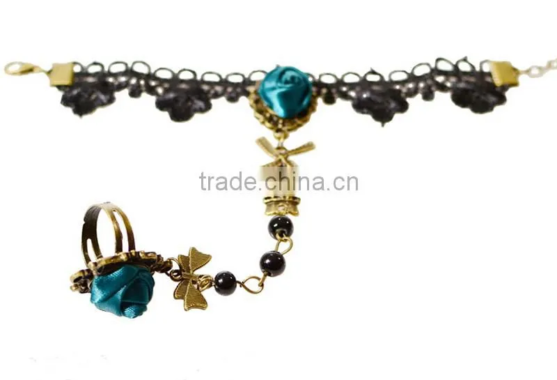 Europe fashion lace jewelry sets wholesale windmill charm bracelet jewelry with ring set