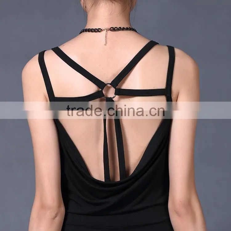stapless women black casual V neck jumpsuit wholesale