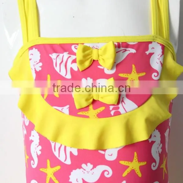 stars one piece yellow swimwear