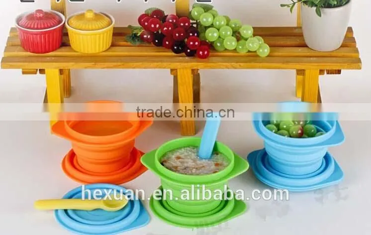 OEM, many colors,Silicone Baby Suction Bowls with Lid,kids silicone bowl