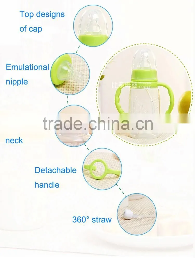 Food standard silicon baby bottle with handle