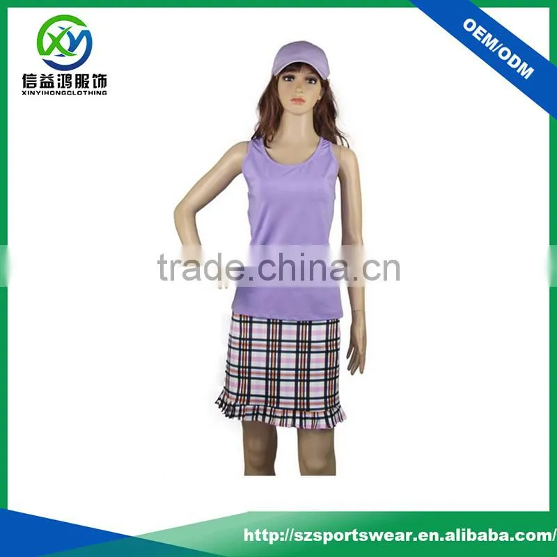 Sublimation printing plaid design ladies dry fit golf skort