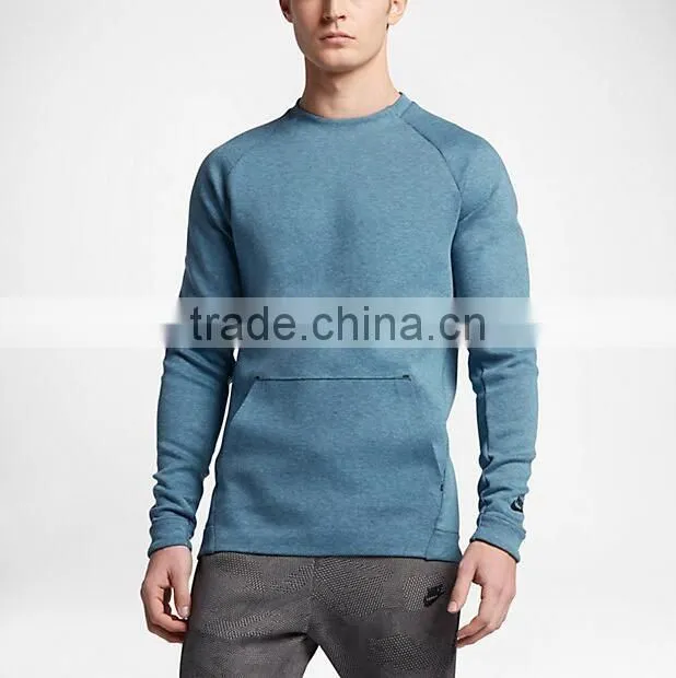 Custom sportswear modern neck kangaroo pocket fleece sweatshirt men