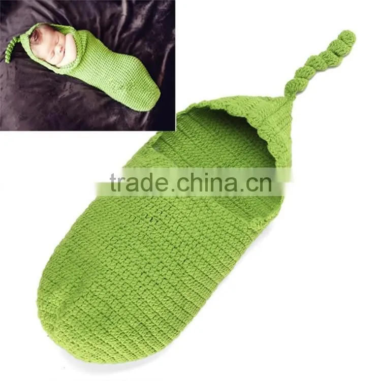 Photography prop Crochet baby swaddle cocoon baby sleeping bag knitted baby hat photo prop