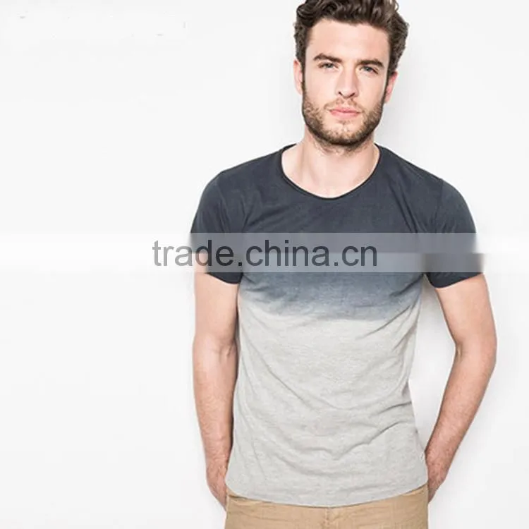 round neck short sleeve dip dye t shirt for men with 100% cotton t shirt in Guangzhou 41a