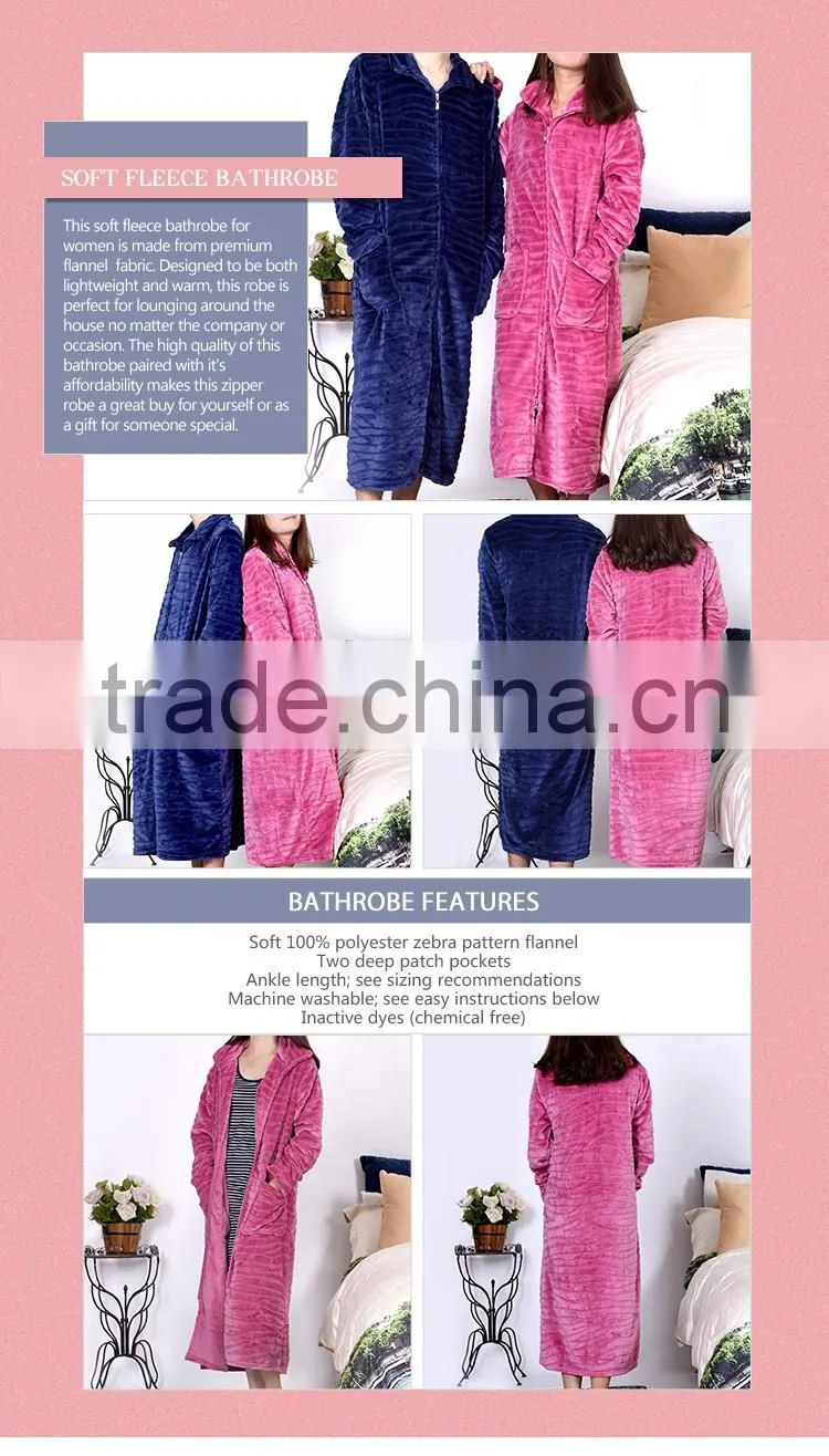 Hot selling minky collar soft flannel fleece long bathrobe gown
