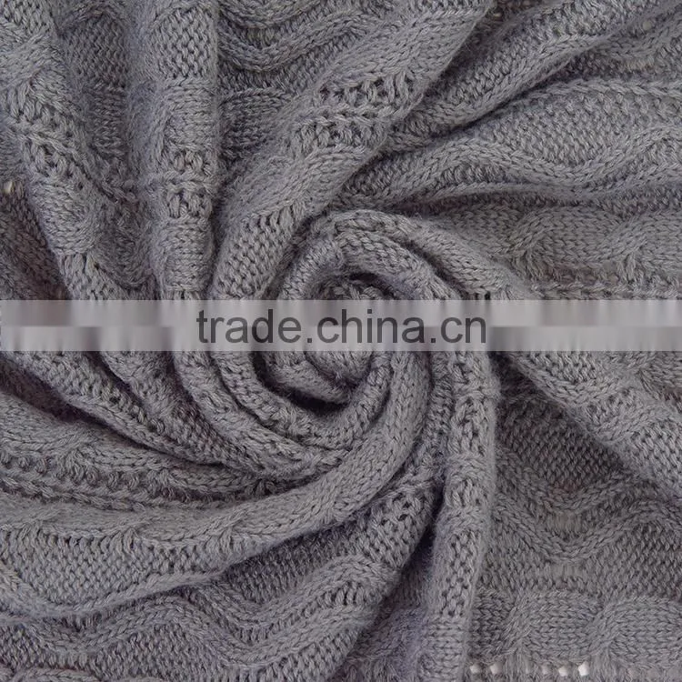 plain Knitting crochet 100% acrylic throw blanket with gift