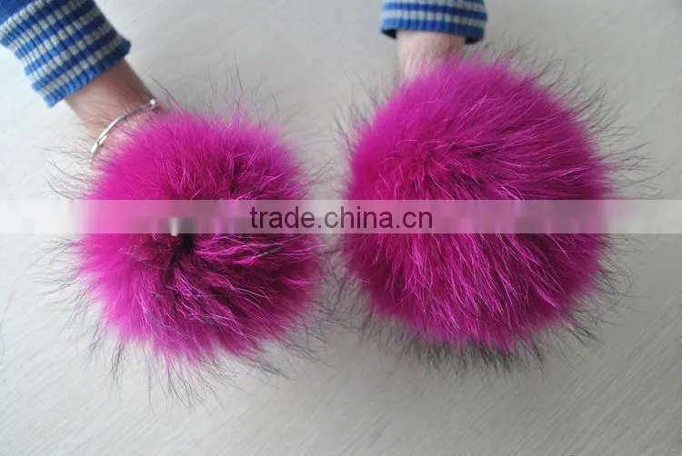YR892 Hot Hot Cute Raccoon Fur Pom Poms Fur Balls