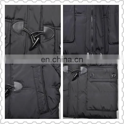 fashion mens winter fur hood cow buckle down padded lo