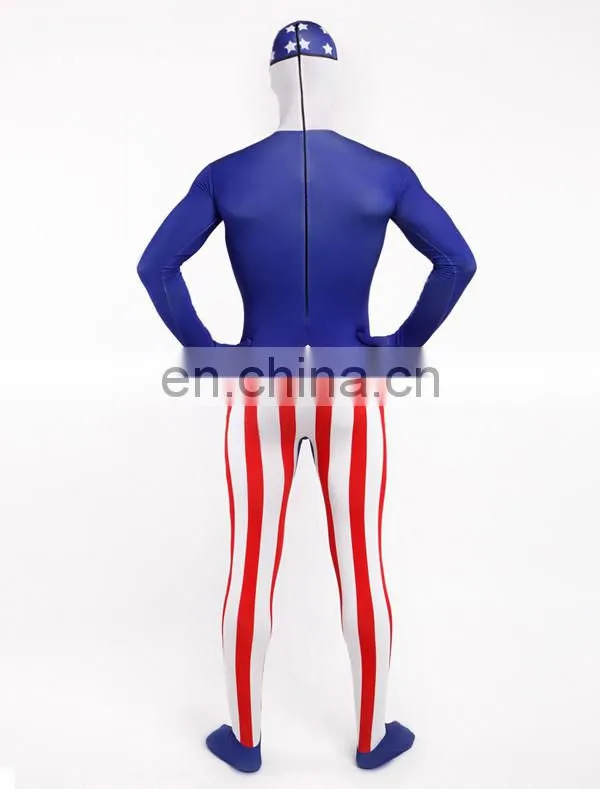 Full Body American Morph Suit Flag Lycra Zentai Halloween Party USA Costume