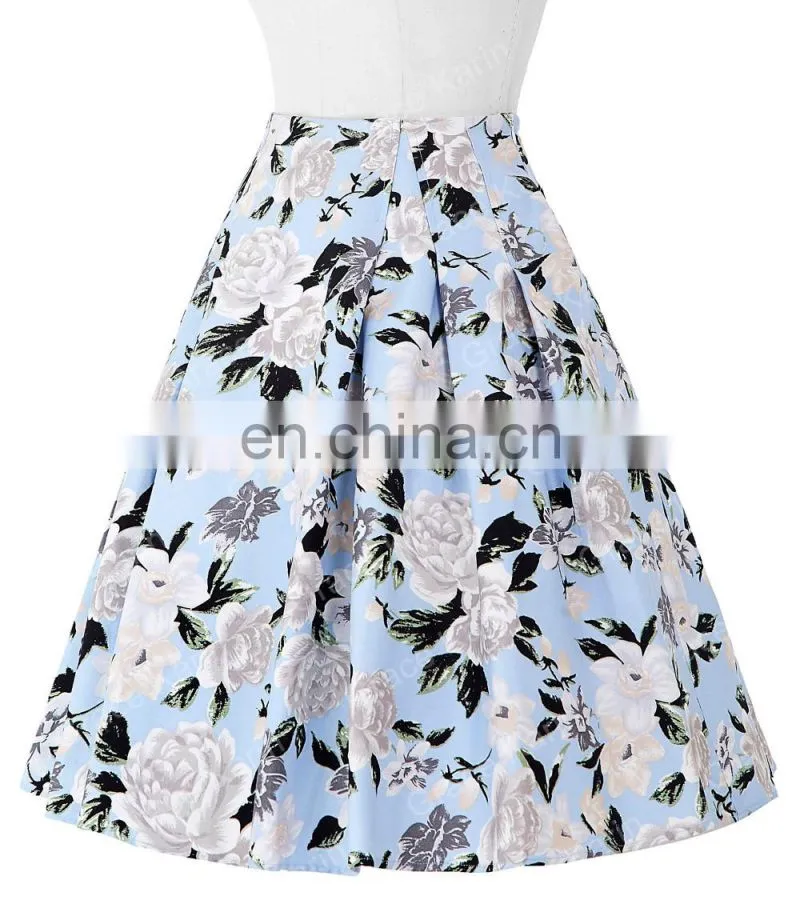 Grace Karin Occident Ladies Vintage Retro Floral Pattern Cotton Skirt 9 Patterns CL008925-8