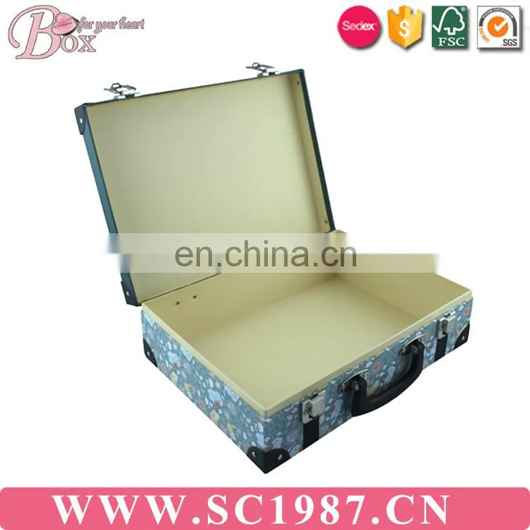 Kids owl animal pattern paper cardboard suitcase boxes with handle