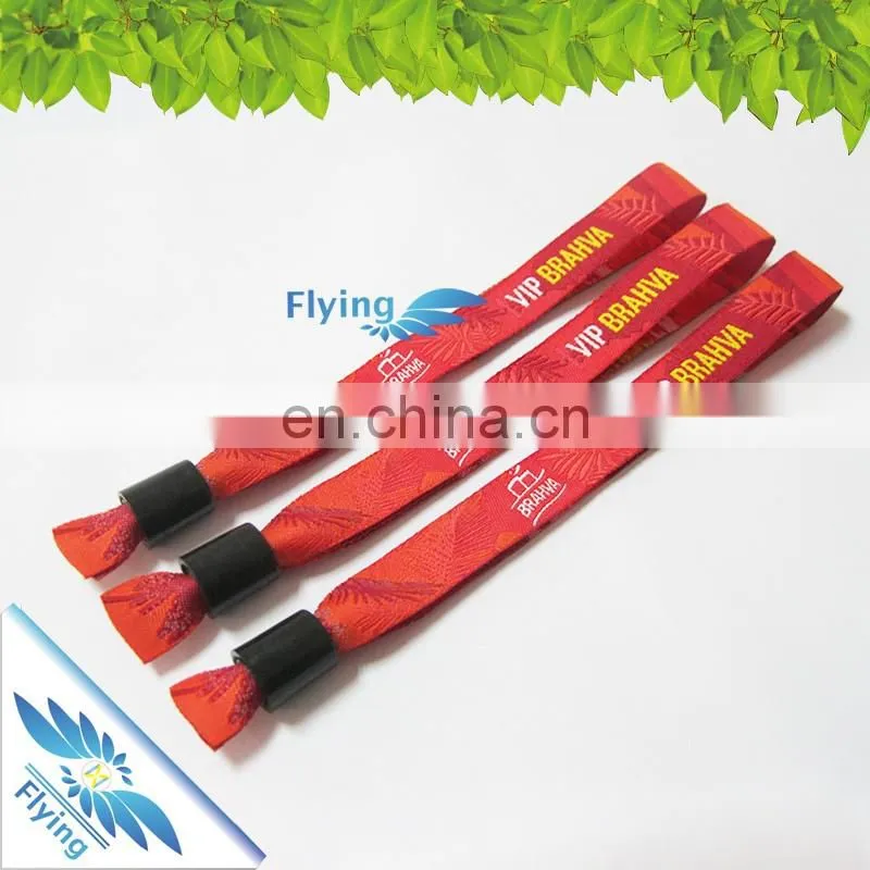 Jacquard cloth bracelets, promotional low price wristband with snap closure, woven wristband price