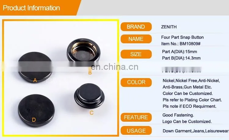New Design Metal Snap Button for Jacket BM10809