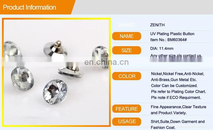Fashion Plastic Button UV Silver Button for Garment BA60364