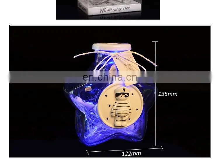 fancy big star shaped wishing glass bottle light lucky star glass bottle with paper for gift