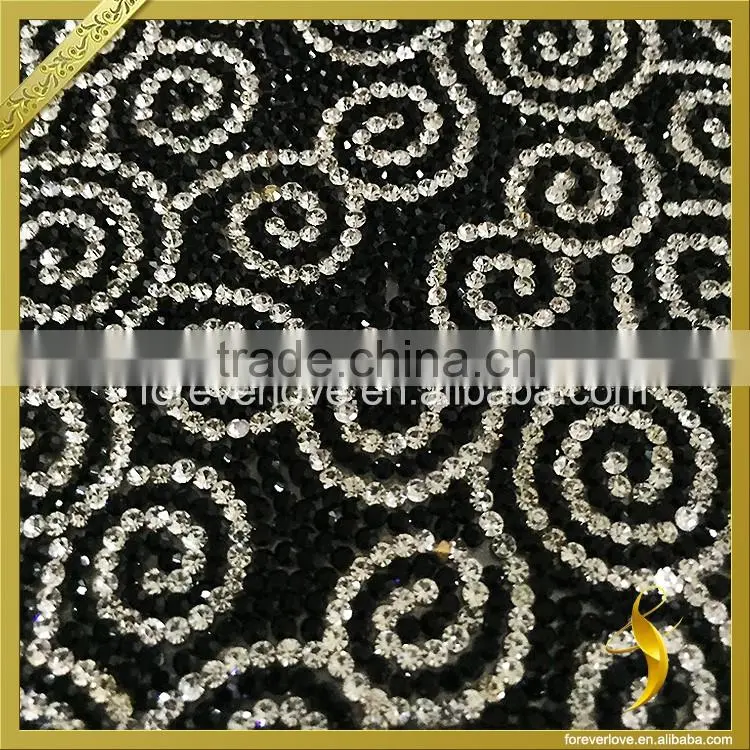 Fashionable crystal rhinestone mesh trimming sheet hotfix for garment accessories FRM-192