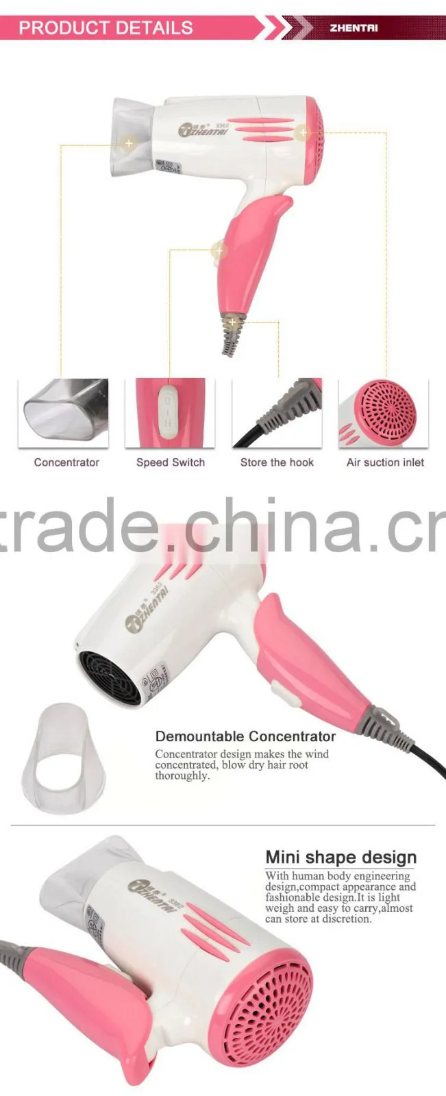 Foldable Hair Dryer Low Price Hair Dryer for Turkey Market