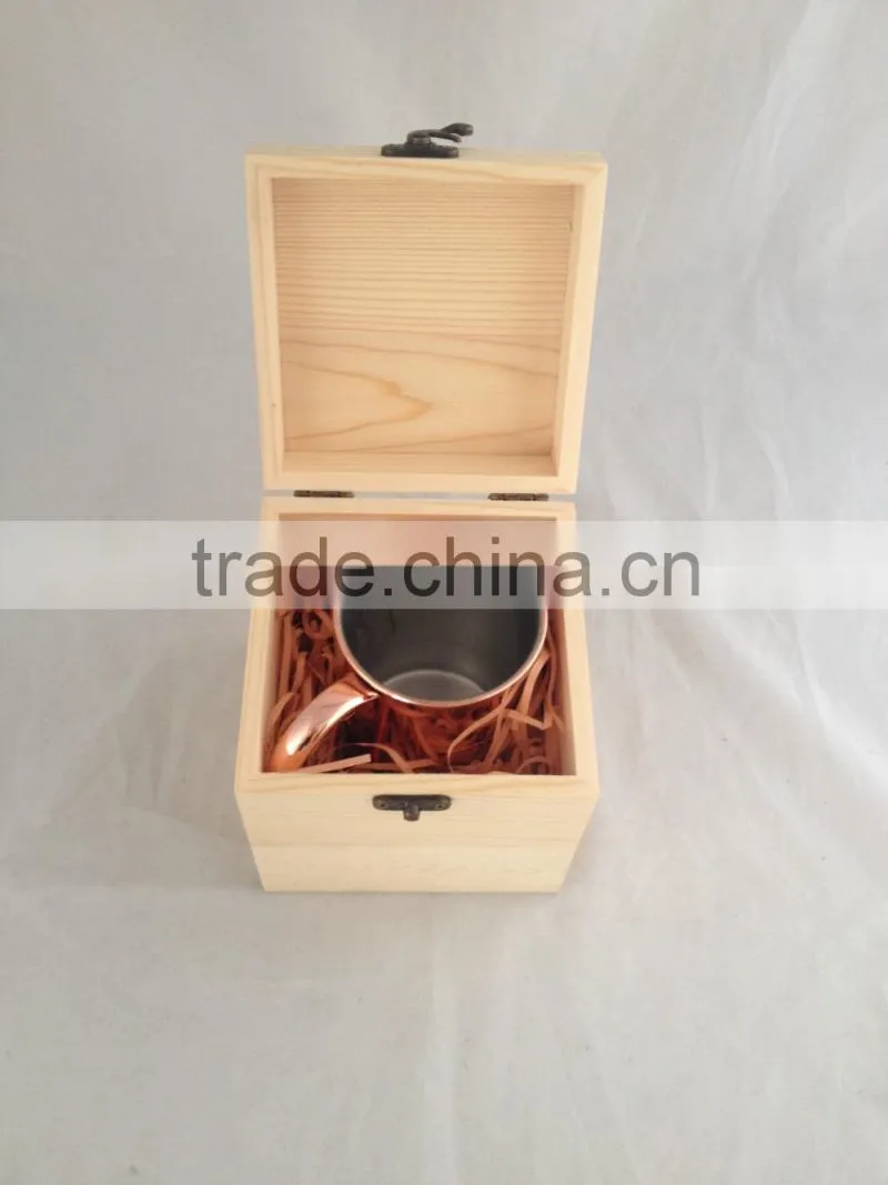 Moscow Mule 100% Pure Copper Mug 16 Ounce with Wooden Gift Box