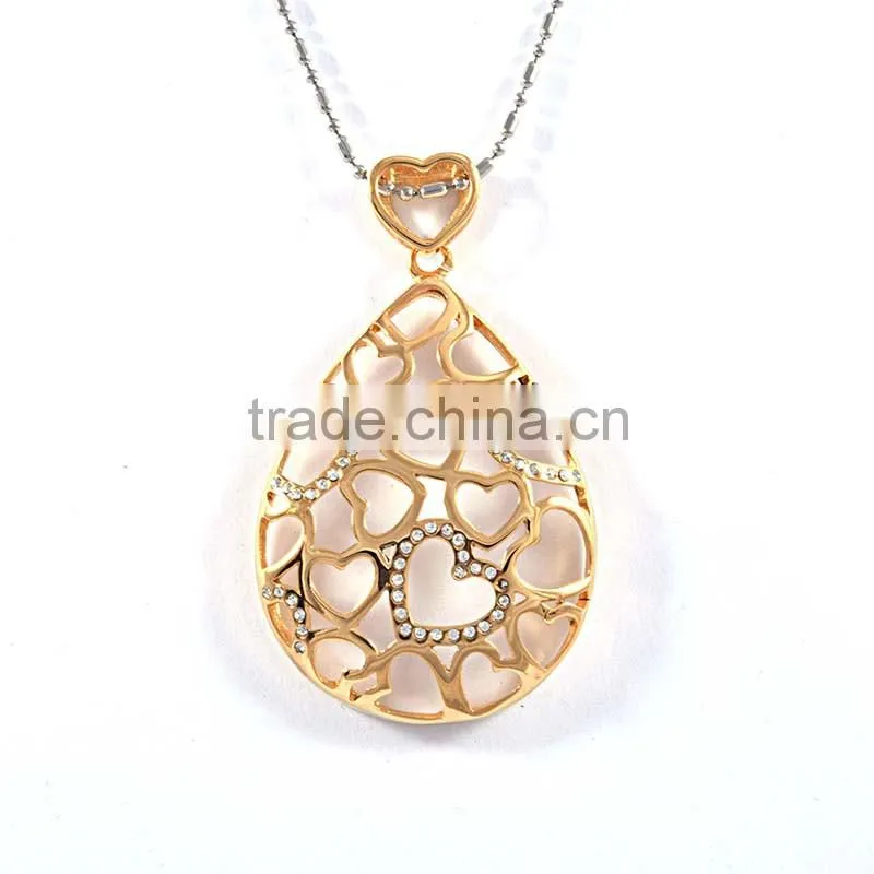 Women'S Gender Drop Water Shape Gold Plated Edge Druzy Gemstone Pendant