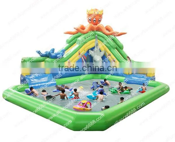 water park pvc inflatable water slide with pool